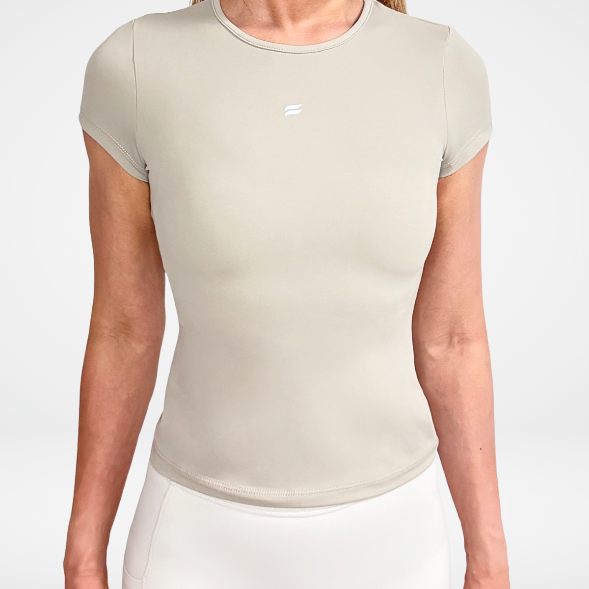 EaseMode Fitted Compression Tee in Almond
