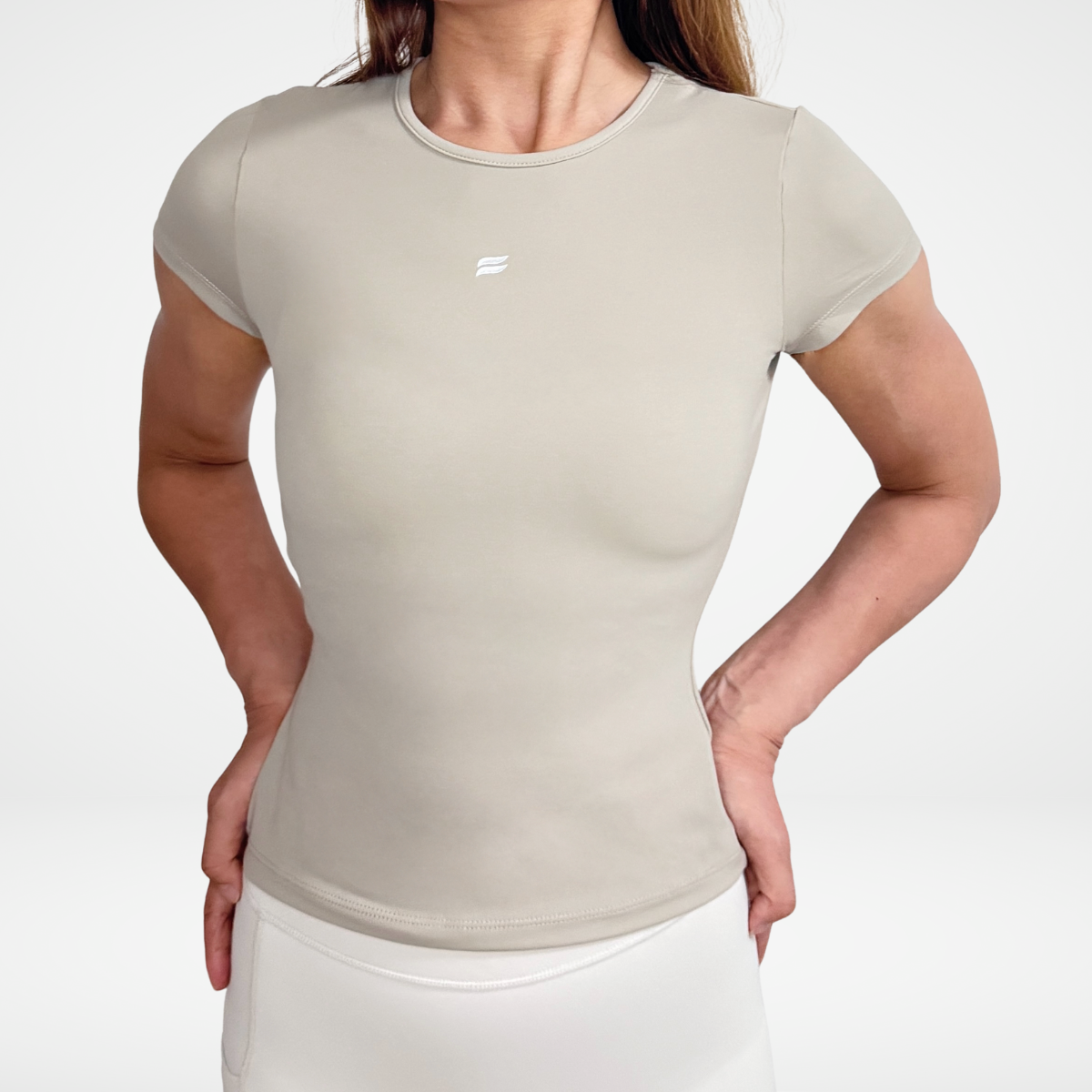 EaseMode Fitted Compression Tee in Almond