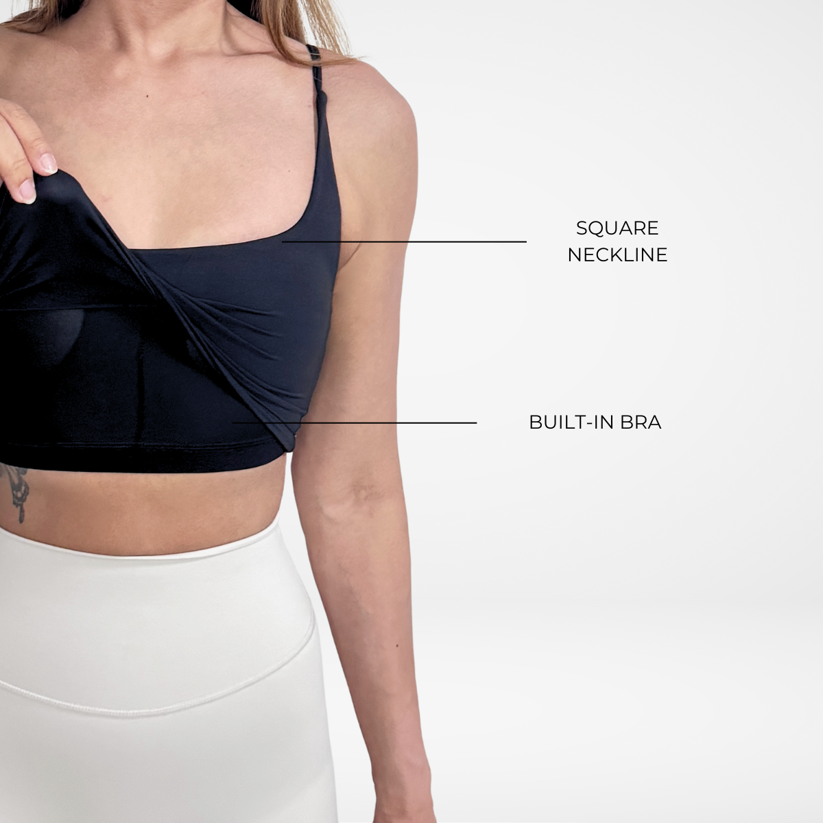 EaseMode Essence Crop Sports Bra in Black