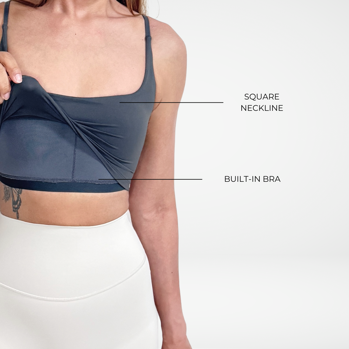 EaseMode Essence Crop Sports Bra in Smoke