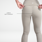 EaseMode Flared Leggings with Fold-Over High Waistband in Almond