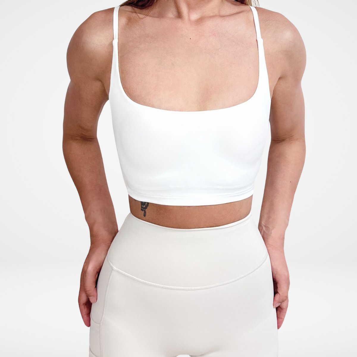 EaseMode Essence Crop Sports Bra in White