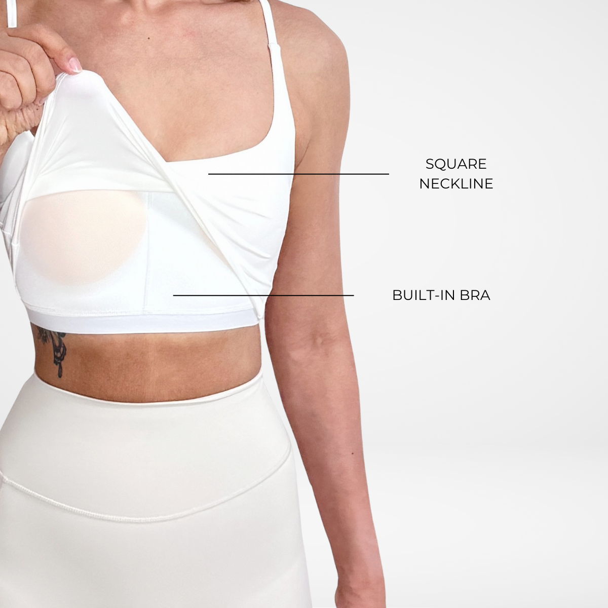 EaseMode Essence Crop Sports Bra in White