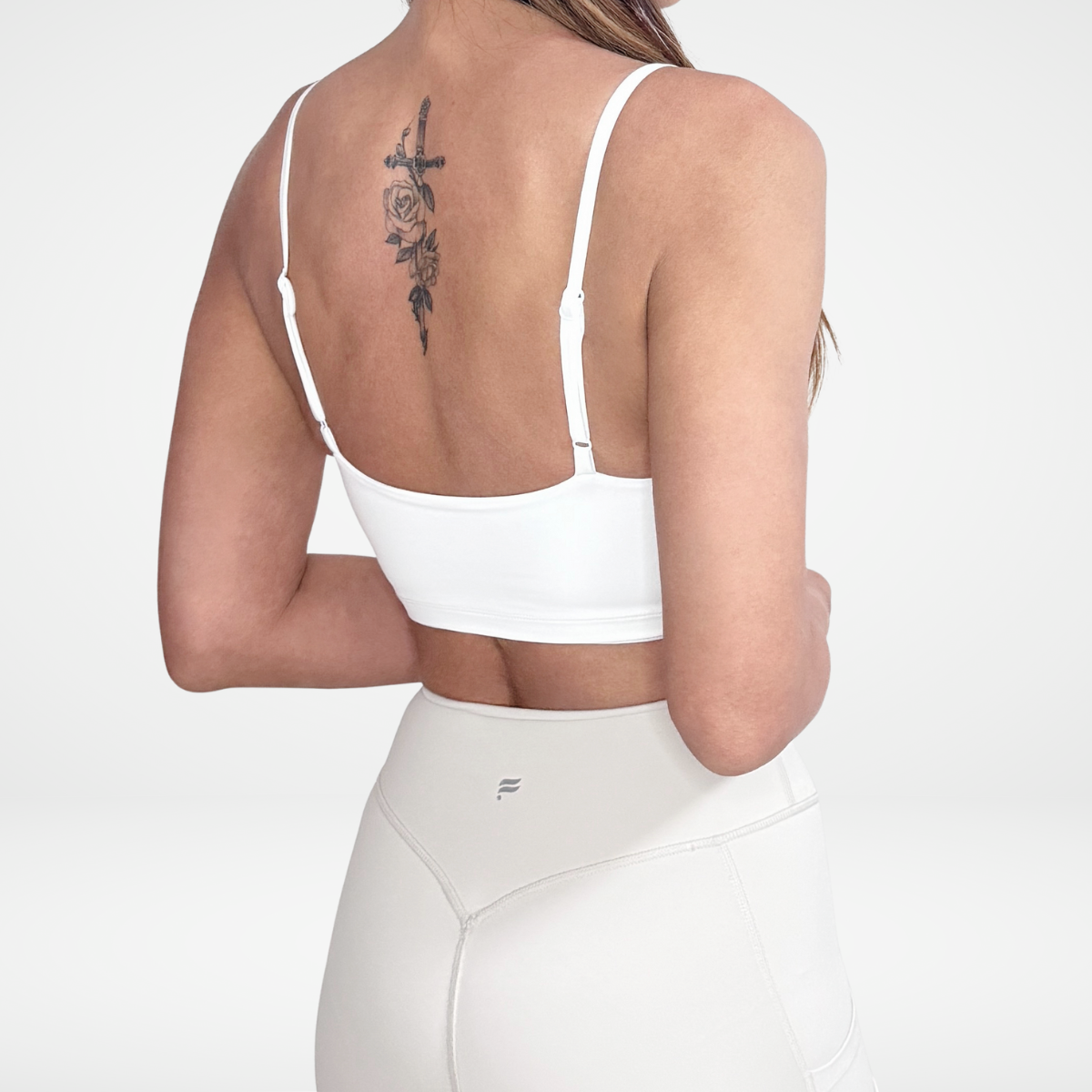 EaseMode Essence Crop Sports Bra in White