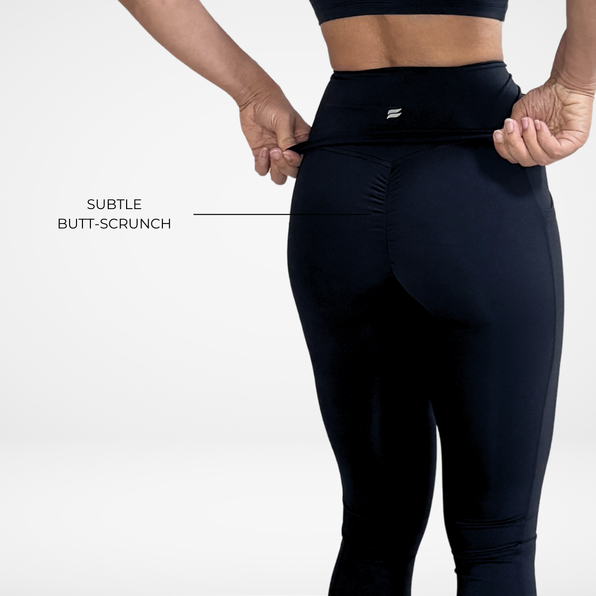 EaseMode Flared Leggings with Fold-Over High Waistband in Black