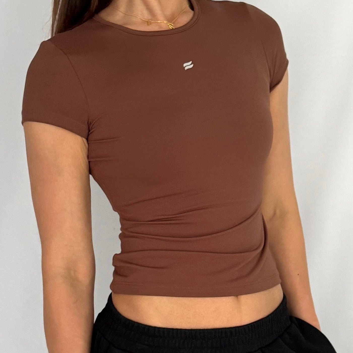 EaseMode Fitted Compression Tee in Cocoa