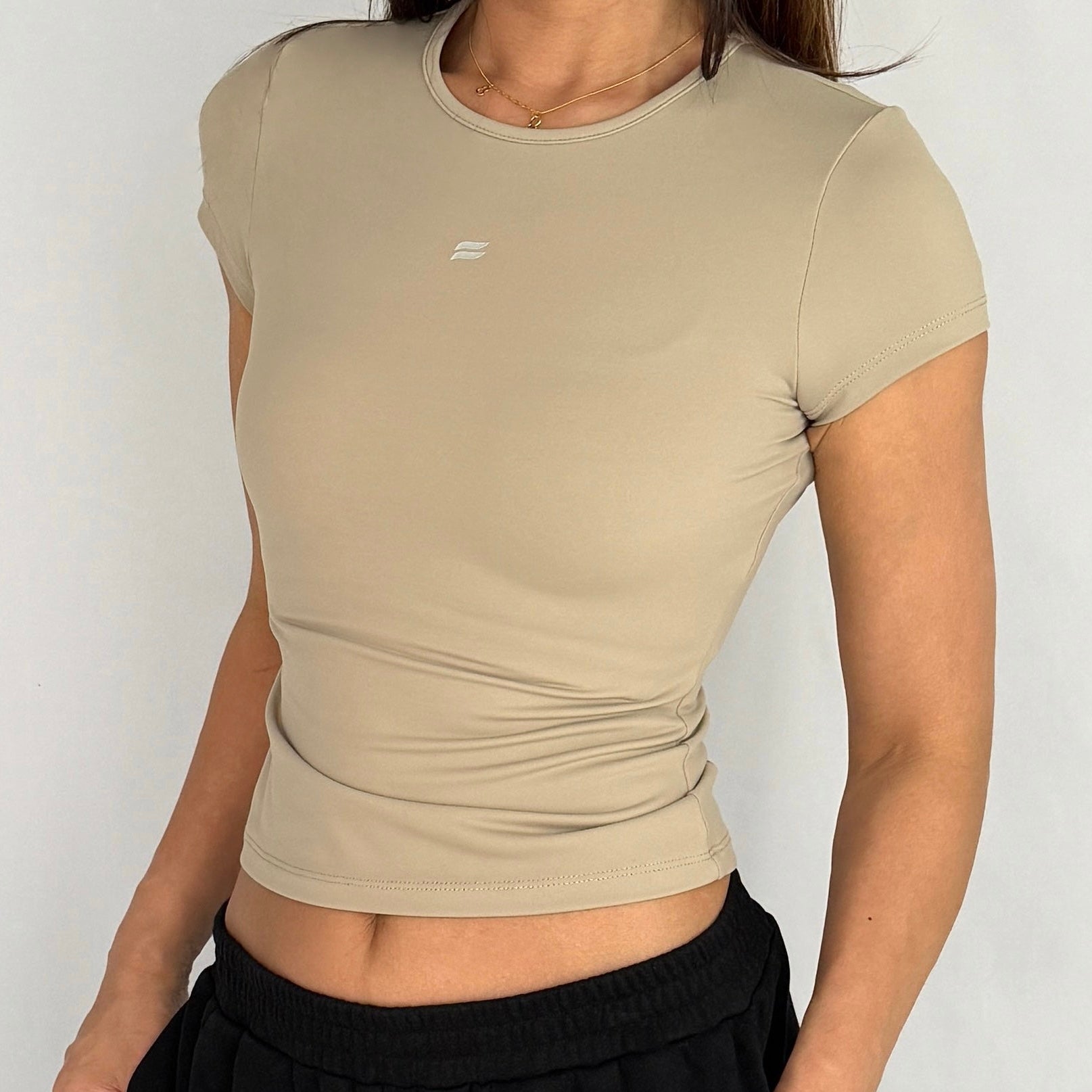 [CLEARANCE] EaseMode Fitted Compression Tee in Almond