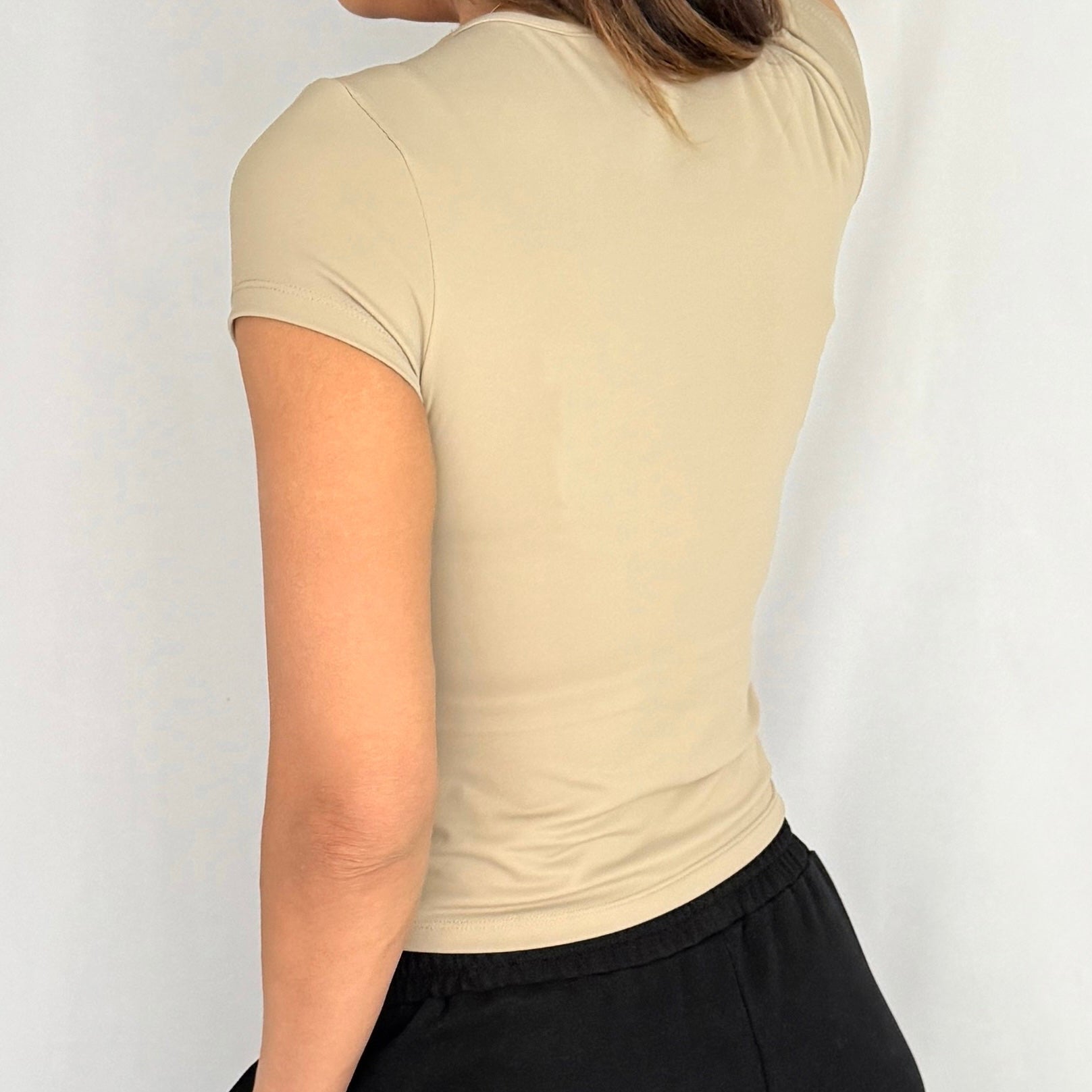 [CLEARANCE] EaseMode Fitted Compression Tee in Almond